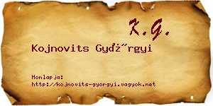 Kojnovits Györgyi névjegykártya